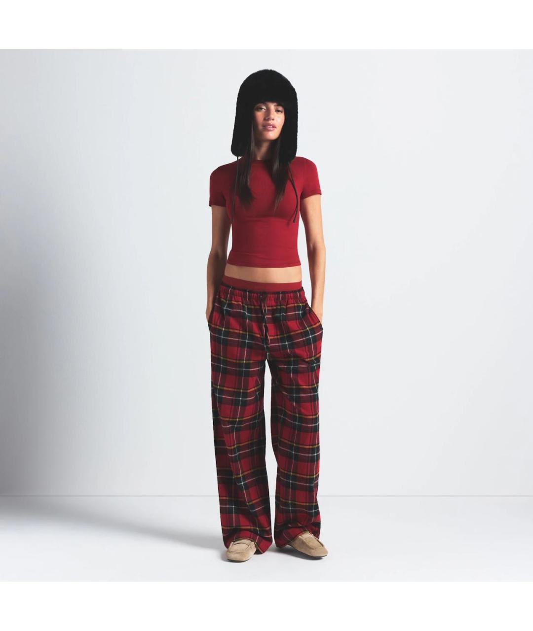 SKIMS Бордовая хлопковая футболка, фото 2