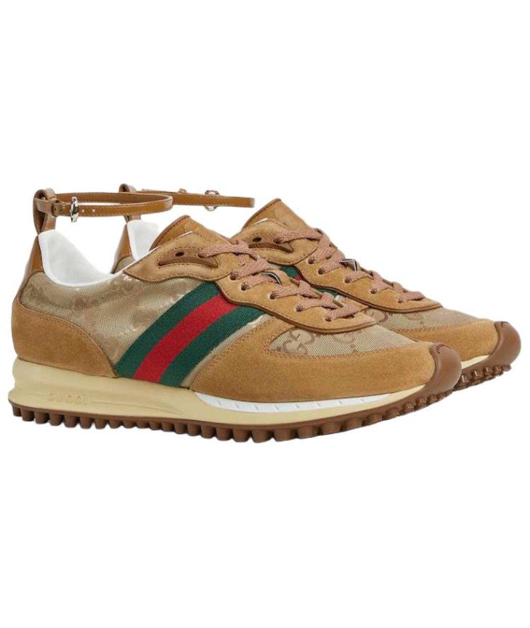 GUCCI Коричневые замшевые кроссовки, фото 3