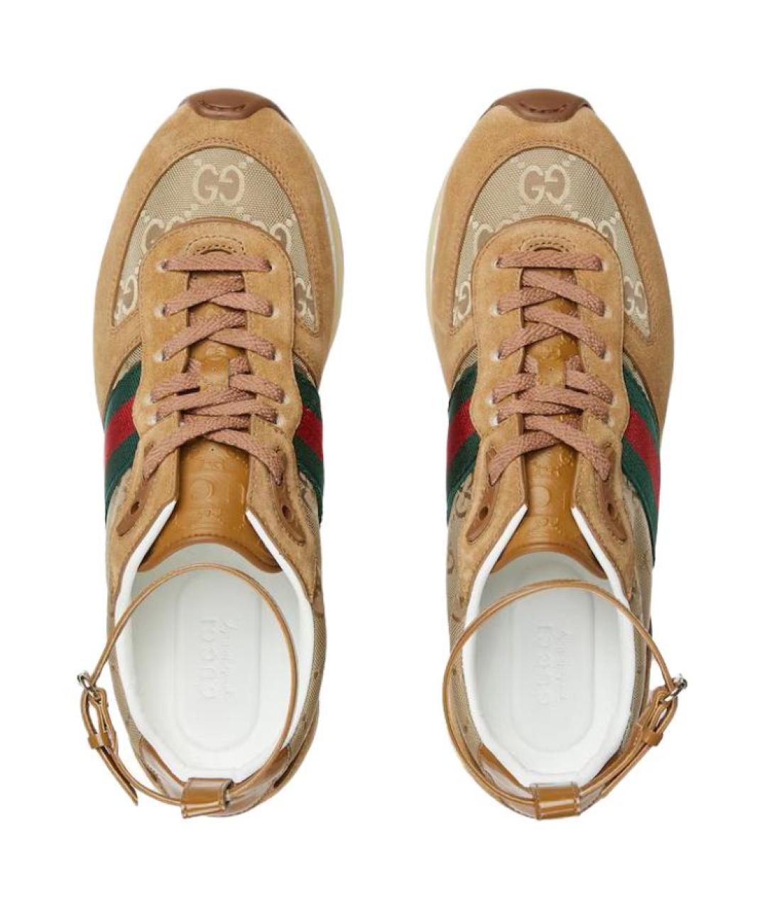 GUCCI Коричневые замшевые кроссовки, фото 4