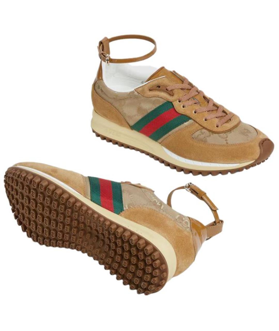 GUCCI Коричневые замшевые кроссовки, фото 6