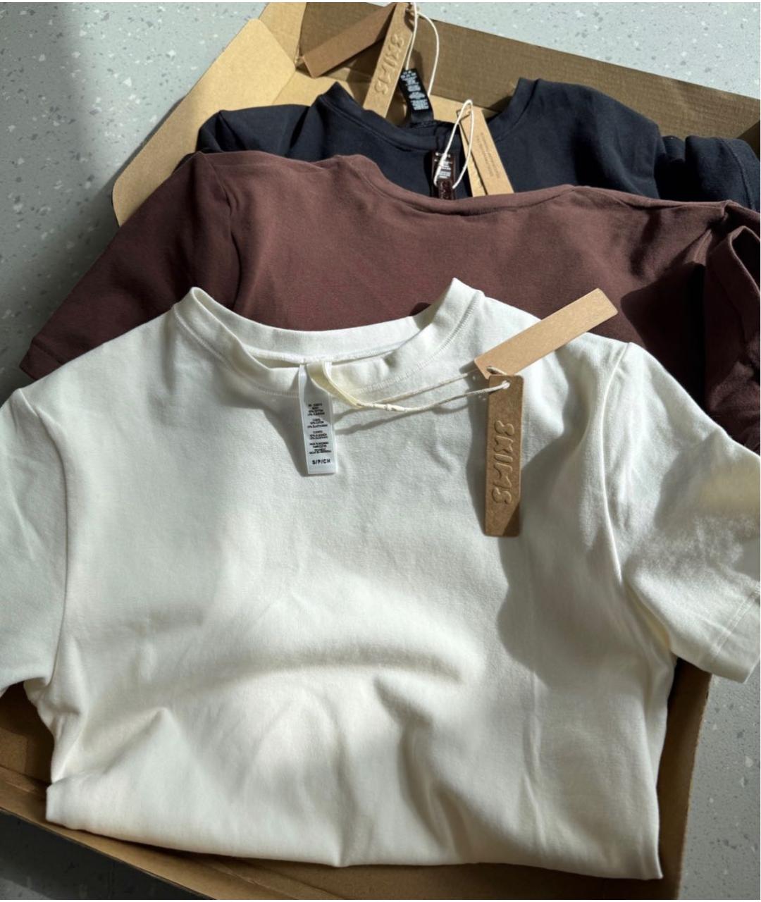 SKIMS Белая хлопковая футболка, фото 7