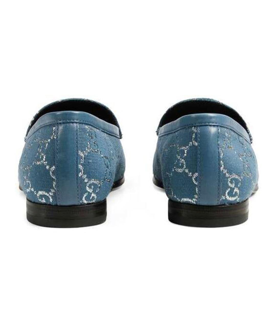 GUCCI Синие текстильные лоферы, фото 4