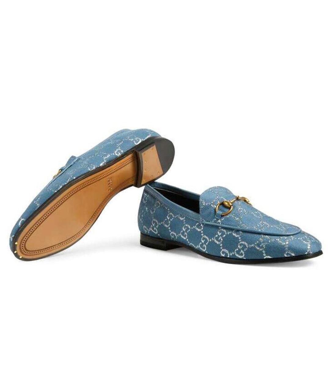 GUCCI Синие текстильные лоферы, фото 5