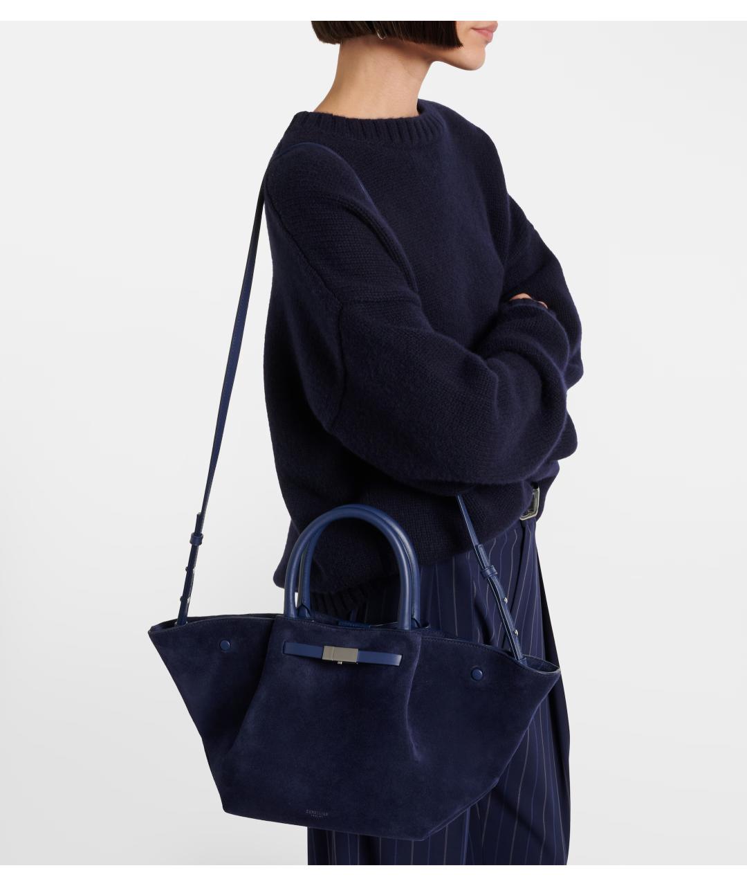 DEMELLIER Темно-синяя замшевая сумка тоут, фото 3