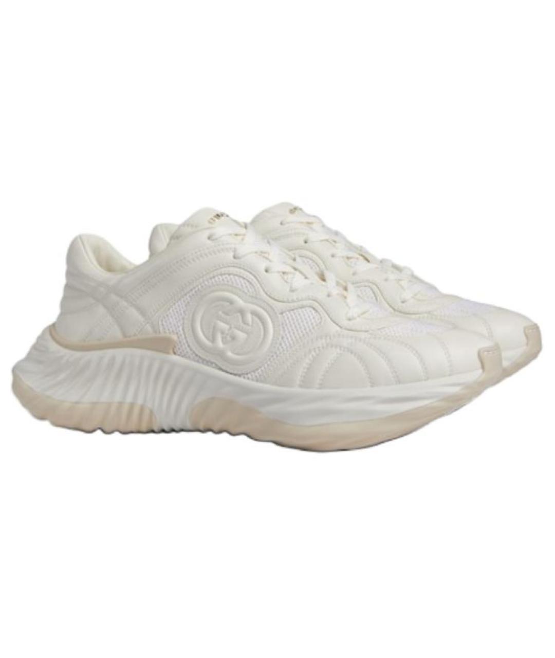 GUCCI Бежевые кожаные низкие кроссовки / кеды, фото 3