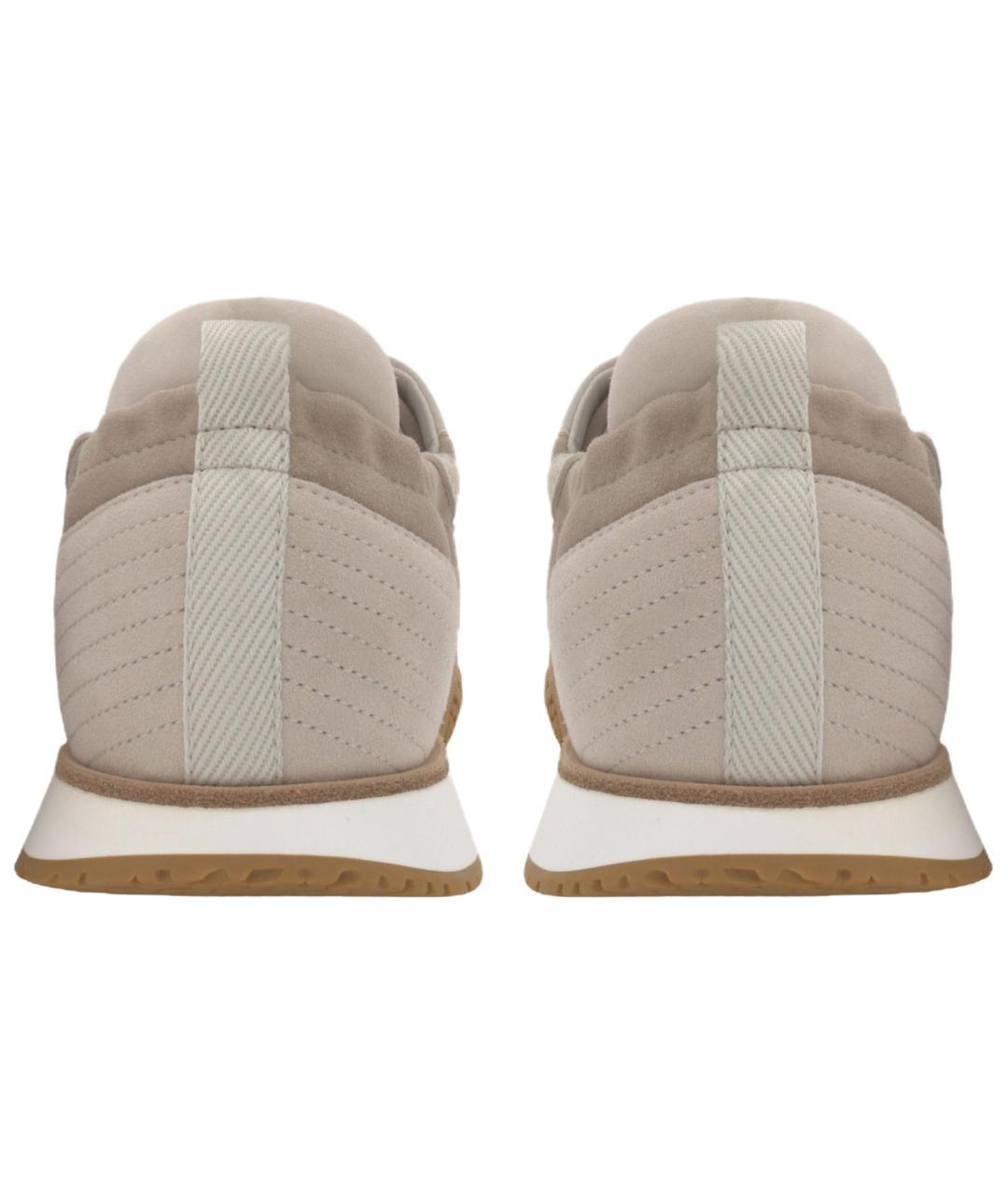 HERMES Бежевые текстильные кроссовки, фото 5