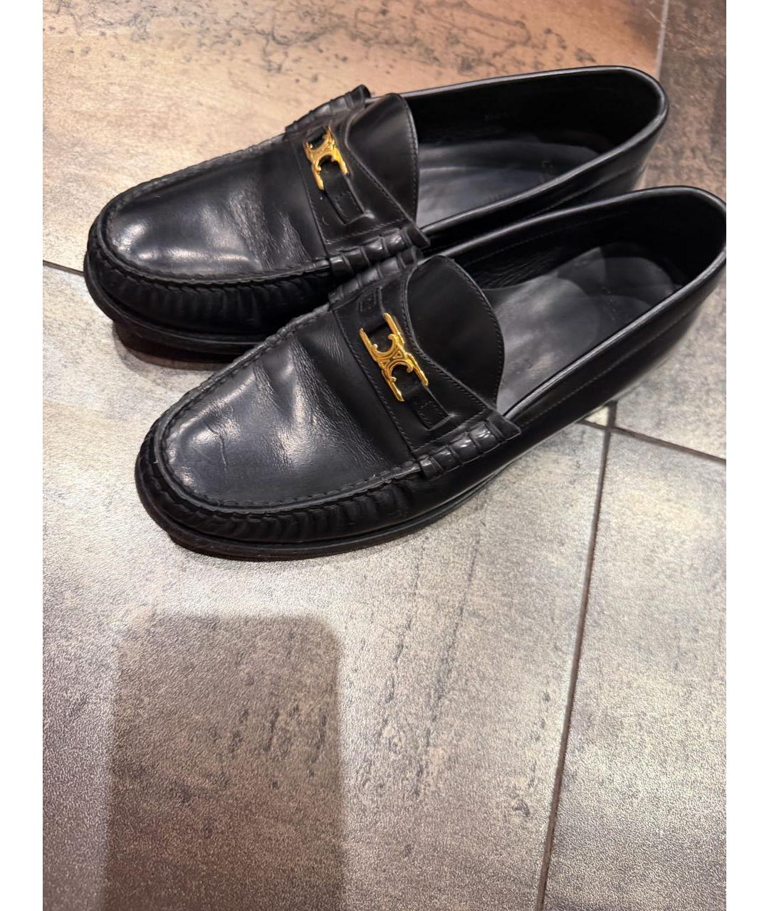 CELINE Черные кожаные лоферы, фото 2