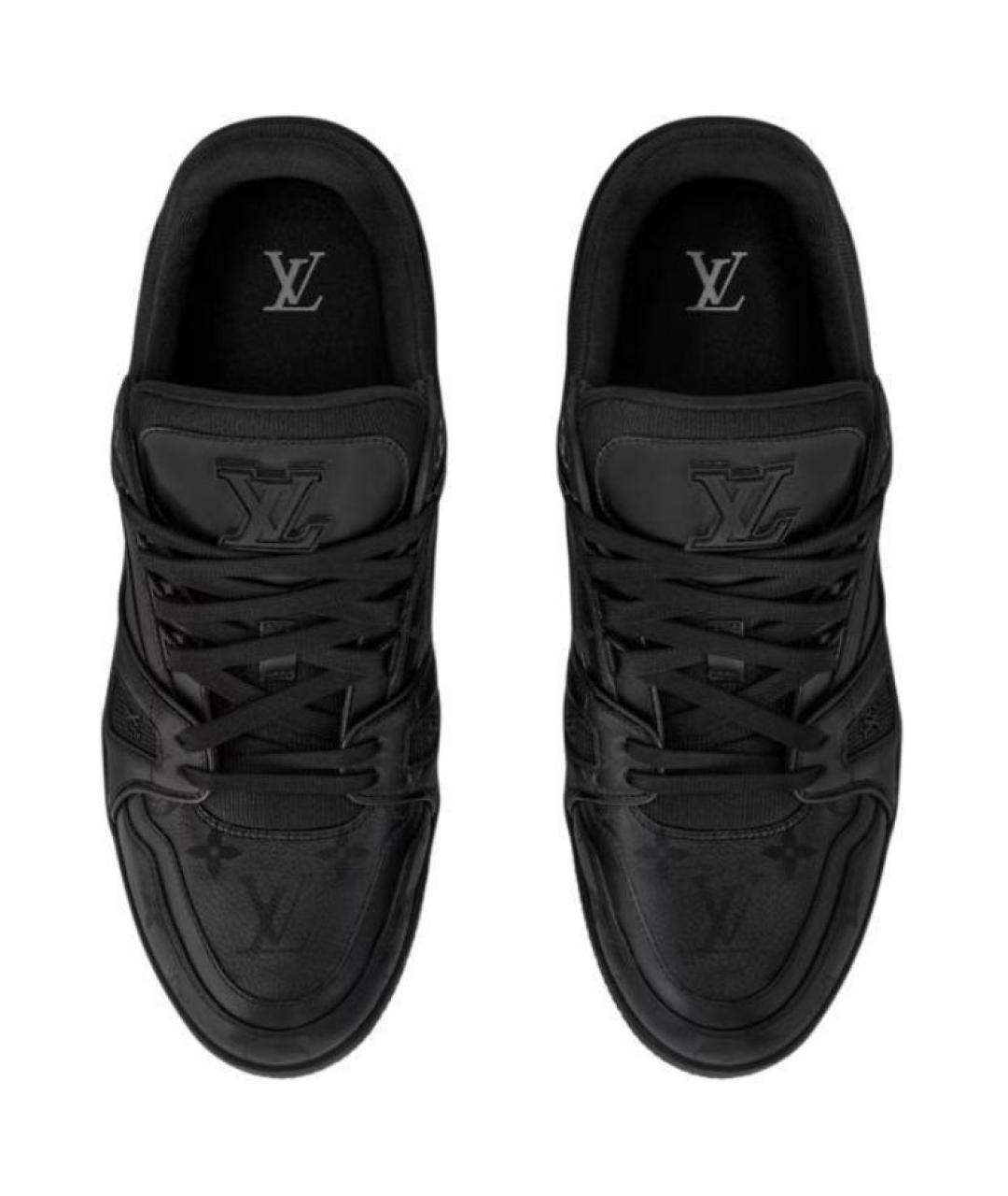 LOUIS VUITTON Черные кожаные низкие кроссовки / кеды, фото 4