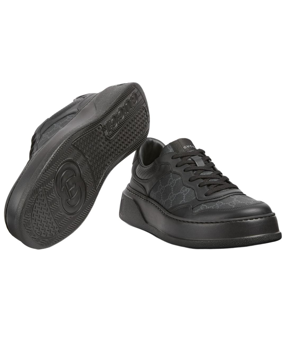 GUCCI Черные кожаные низкие кроссовки / кеды, фото 6