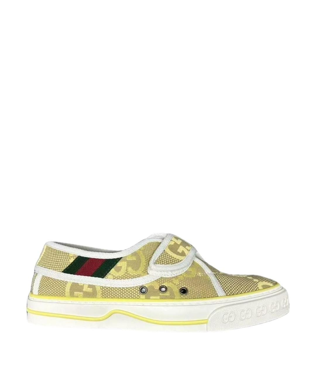 GUCCI Желтые текстильные кеды, фото 1