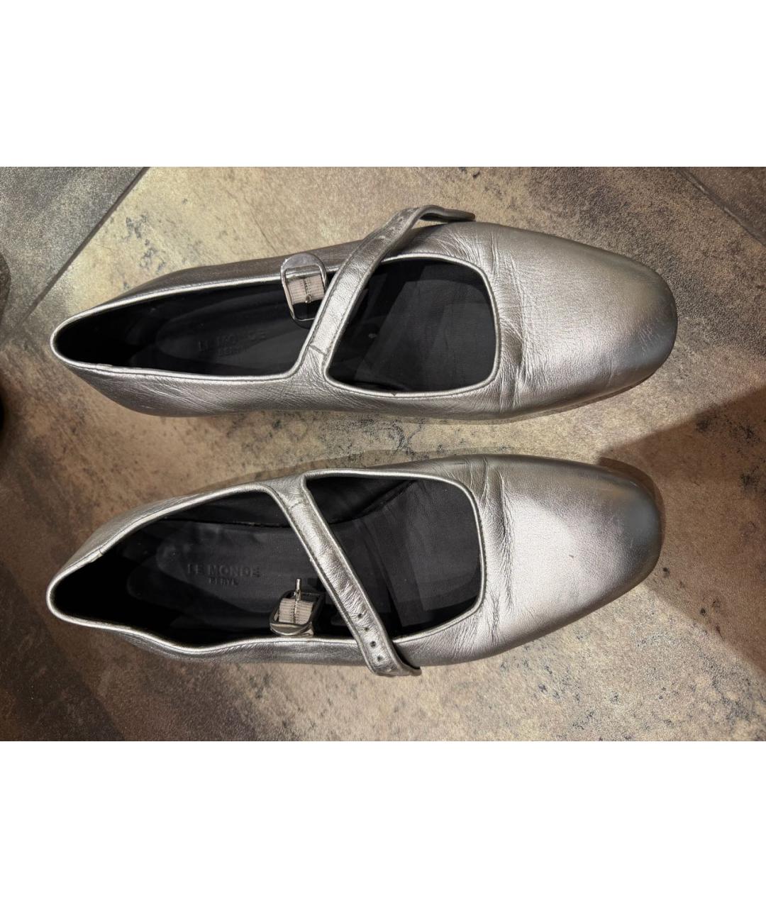 LE MONDE BERYL Серебряные кожаные балетки, фото 8