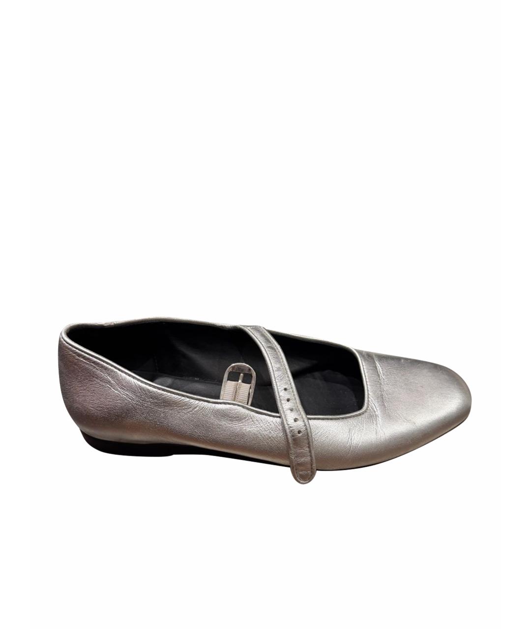 LE MONDE BERYL Серебряные кожаные балетки, фото 1