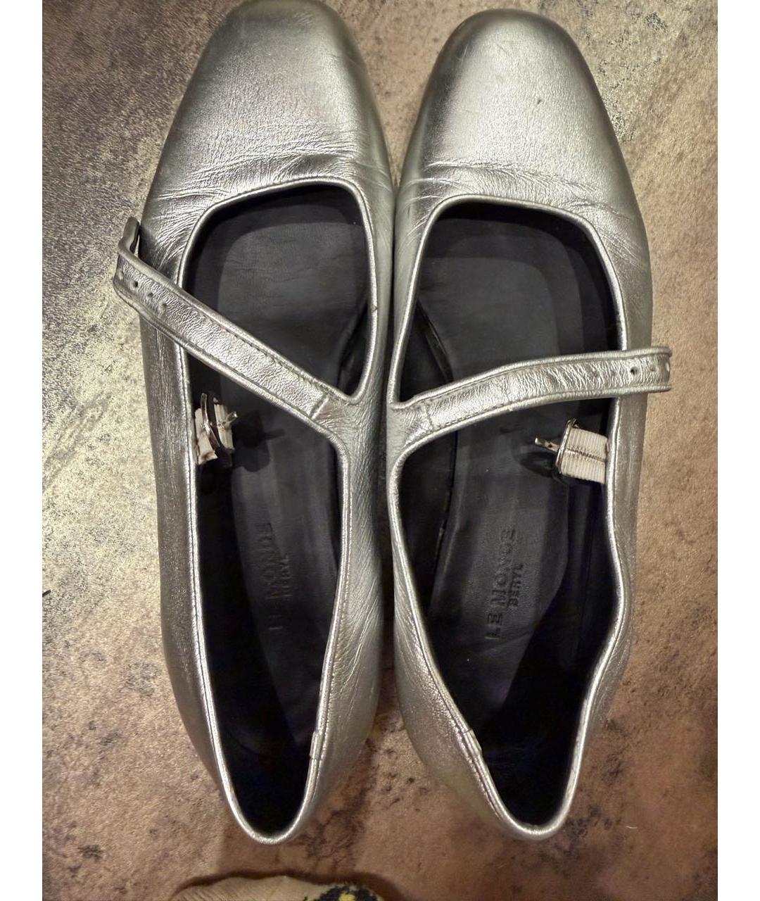 LE MONDE BERYL Серебряные кожаные балетки, фото 2