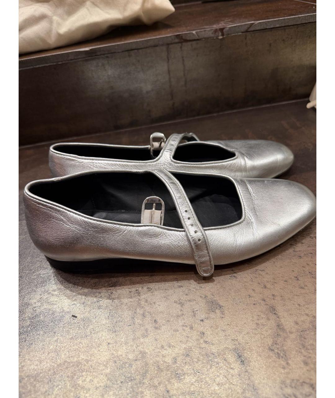 LE MONDE BERYL Серебряные кожаные балетки, фото 9
