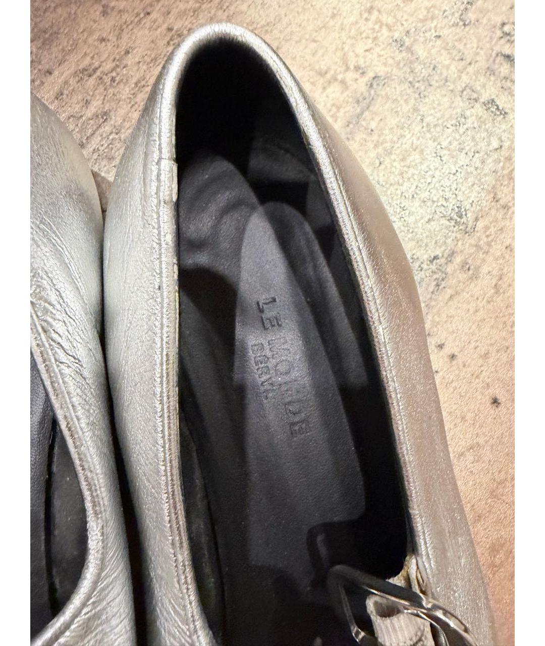 LE MONDE BERYL Серебряные кожаные балетки, фото 7