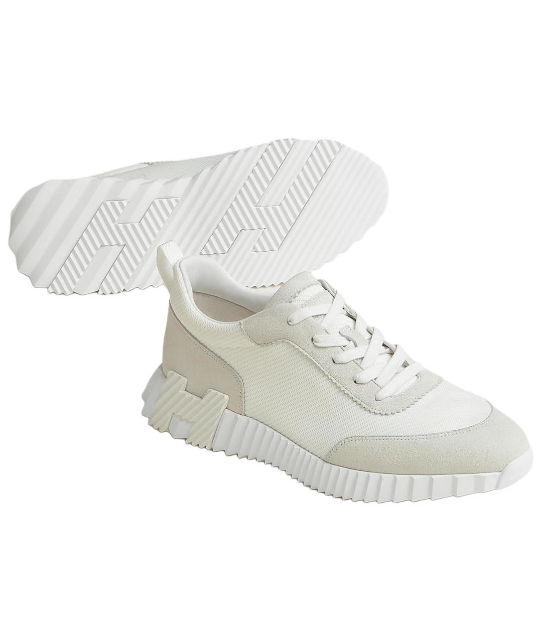 HERMES Белые замшевые низкие кроссовки / кеды, фото 3