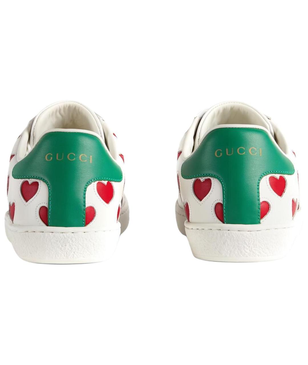 GUCCI Белые кожаные кеды, фото 4