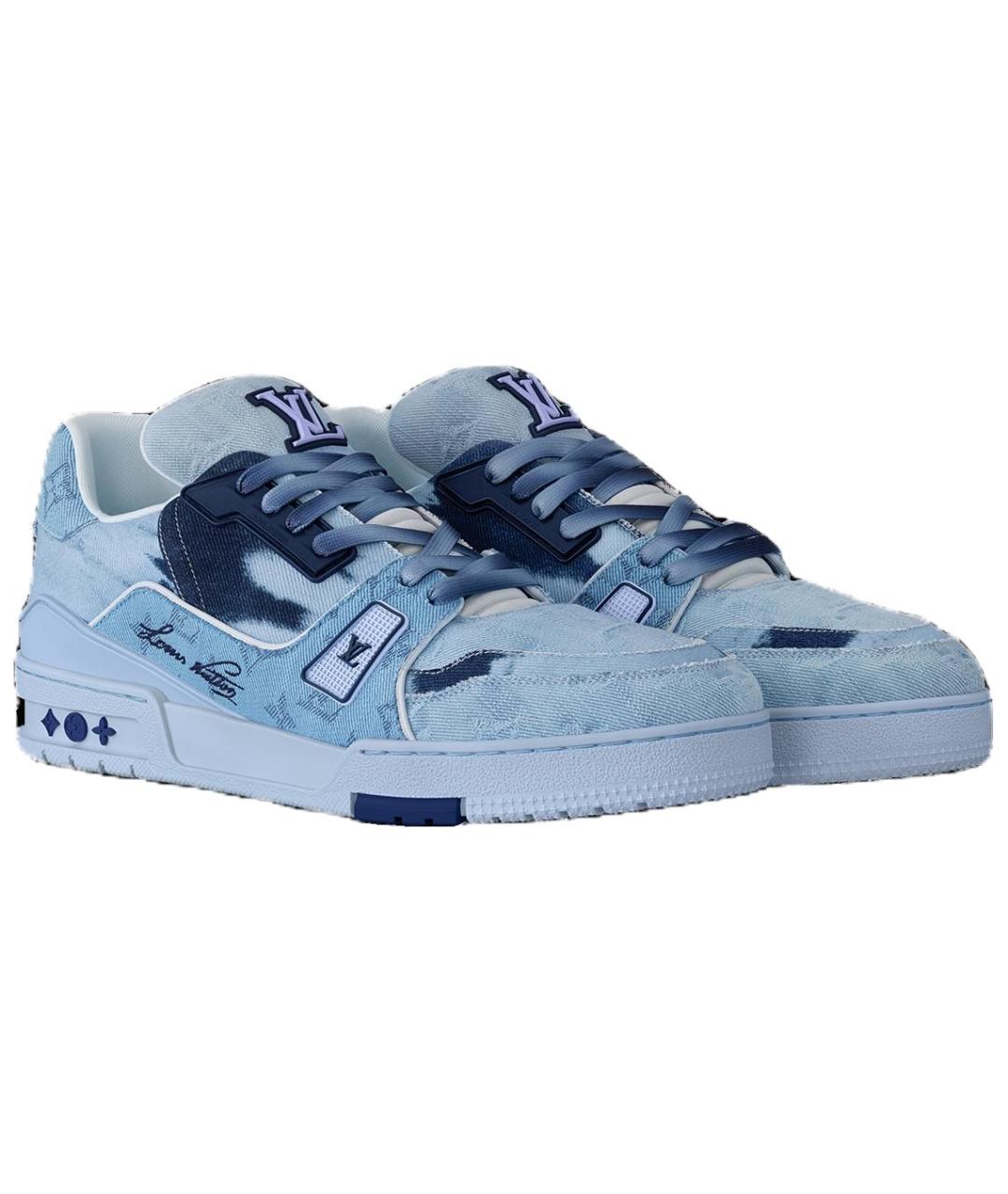 LOUIS VUITTON Синие текстильные низкие кроссовки / кеды, фото 4