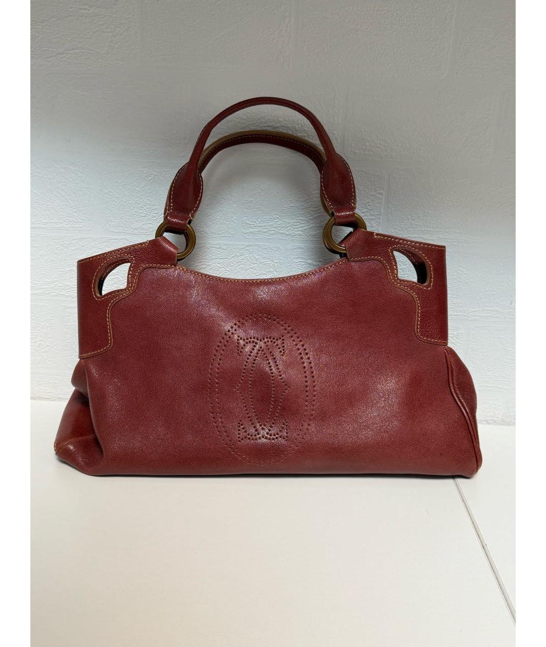 CARTIER Красная кожаная сумка с короткими ручками, фото 4