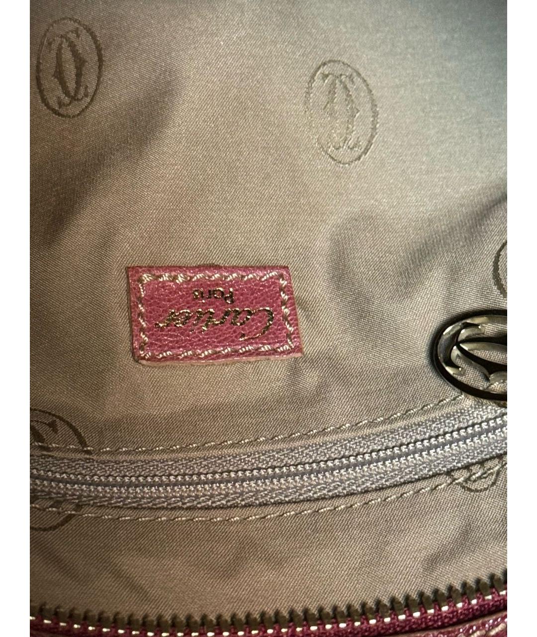 CARTIER Красная кожаная сумка с короткими ручками, фото 3