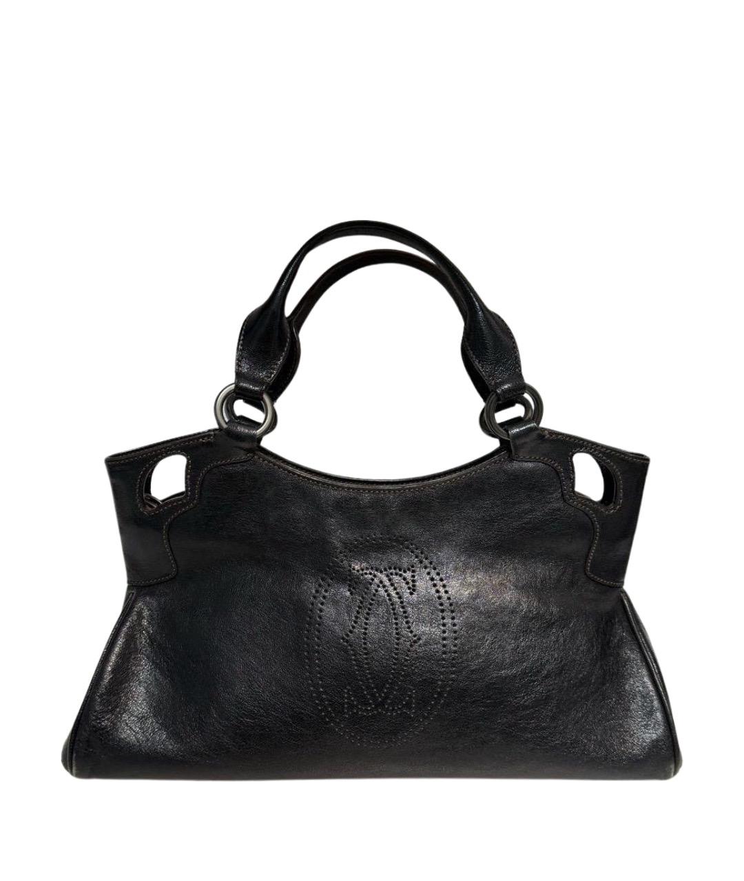 CARTIER Черная кожаная сумка с короткими ручками, фото 1