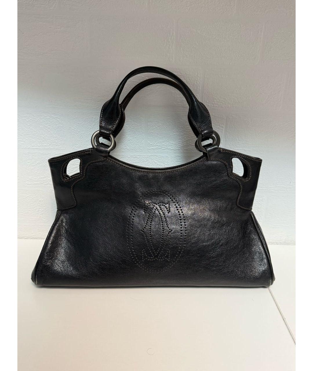 CARTIER Черная кожаная сумка с короткими ручками, фото 5