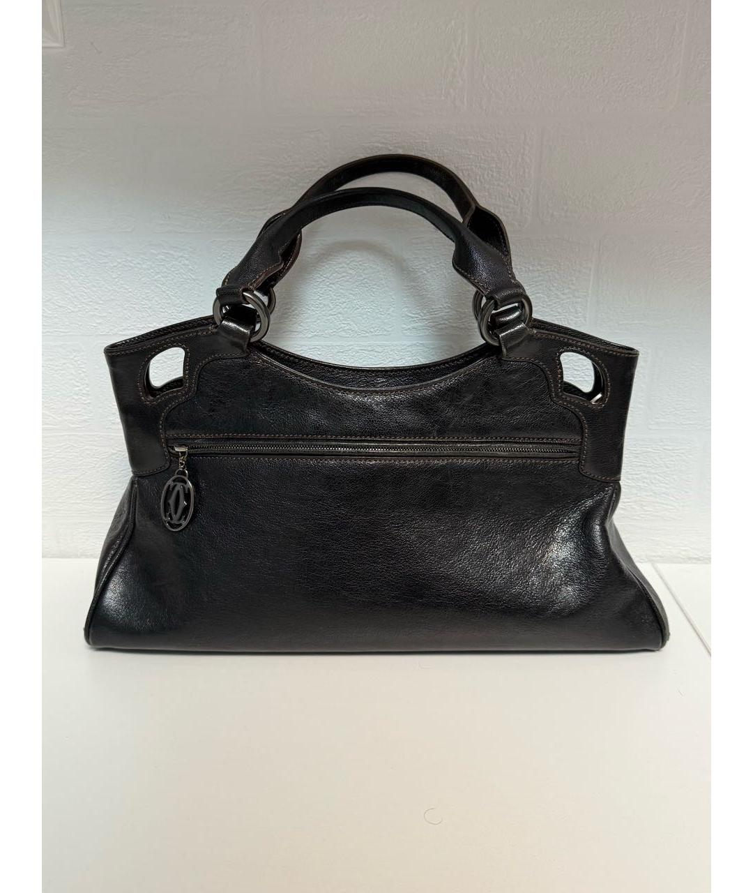 CARTIER Черная кожаная сумка с короткими ручками, фото 2