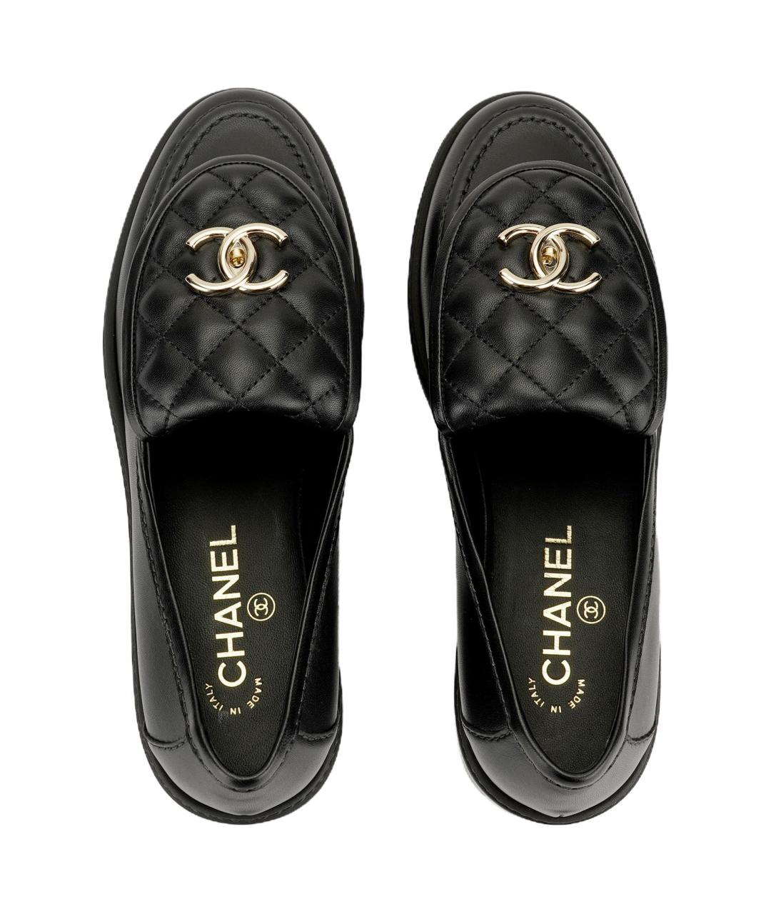 CHANEL Черные кожаные лоферы, фото 3