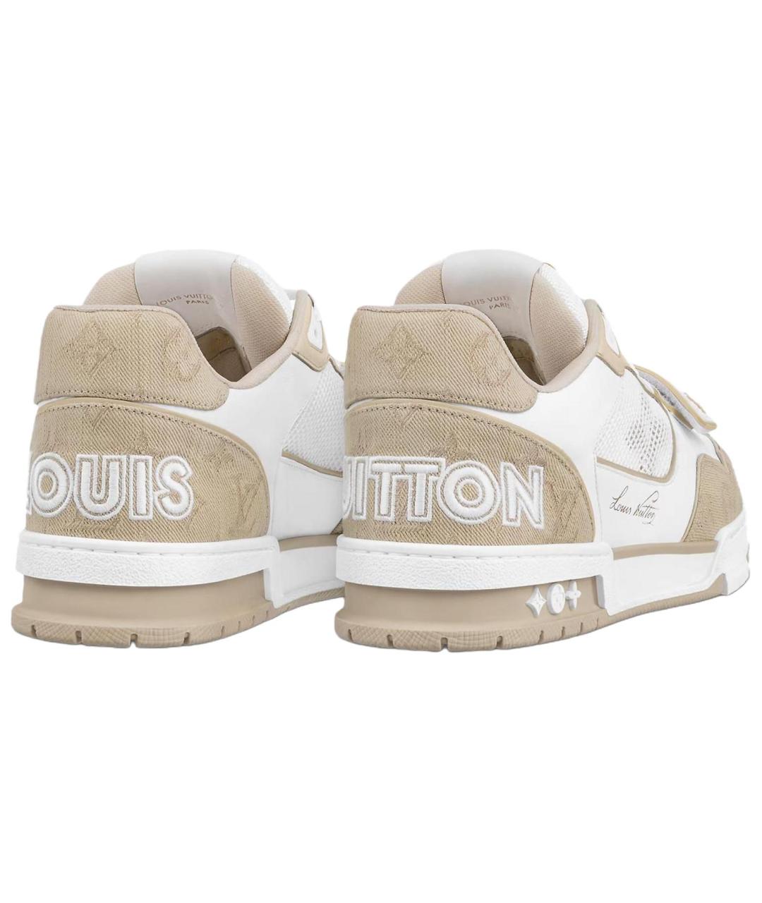 LOUIS VUITTON Бежевые кожаные низкие кроссовки / кеды, фото 4