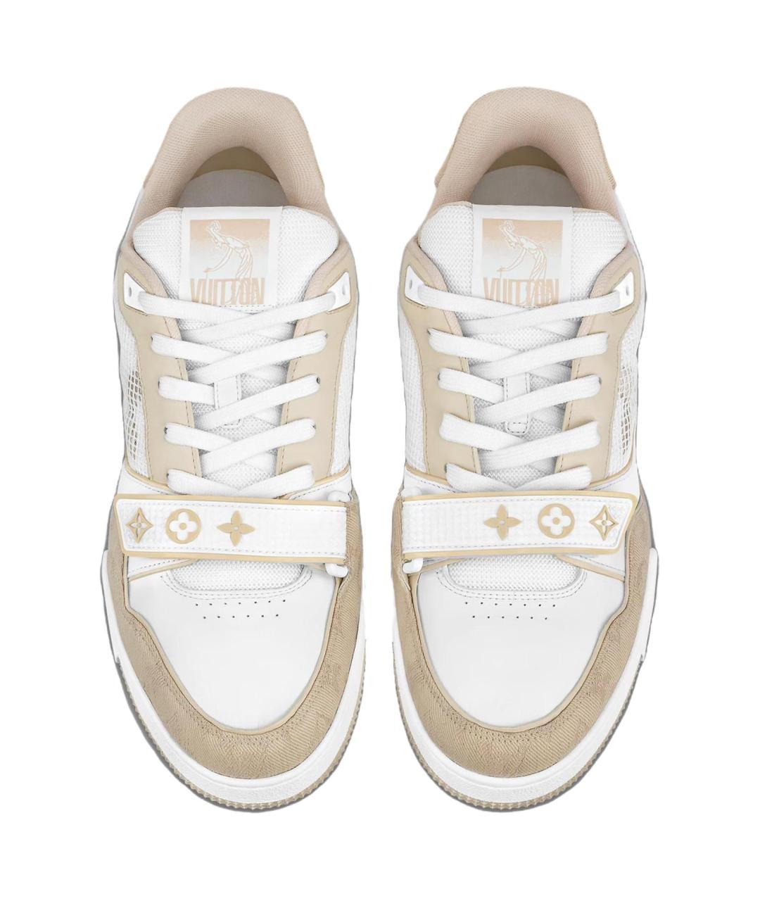 LOUIS VUITTON Бежевые кожаные низкие кроссовки / кеды, фото 3