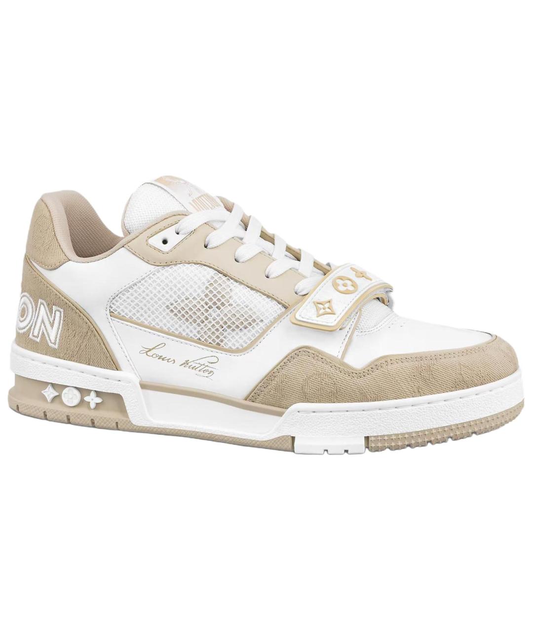 LOUIS VUITTON Бежевые кожаные низкие кроссовки / кеды, фото 1