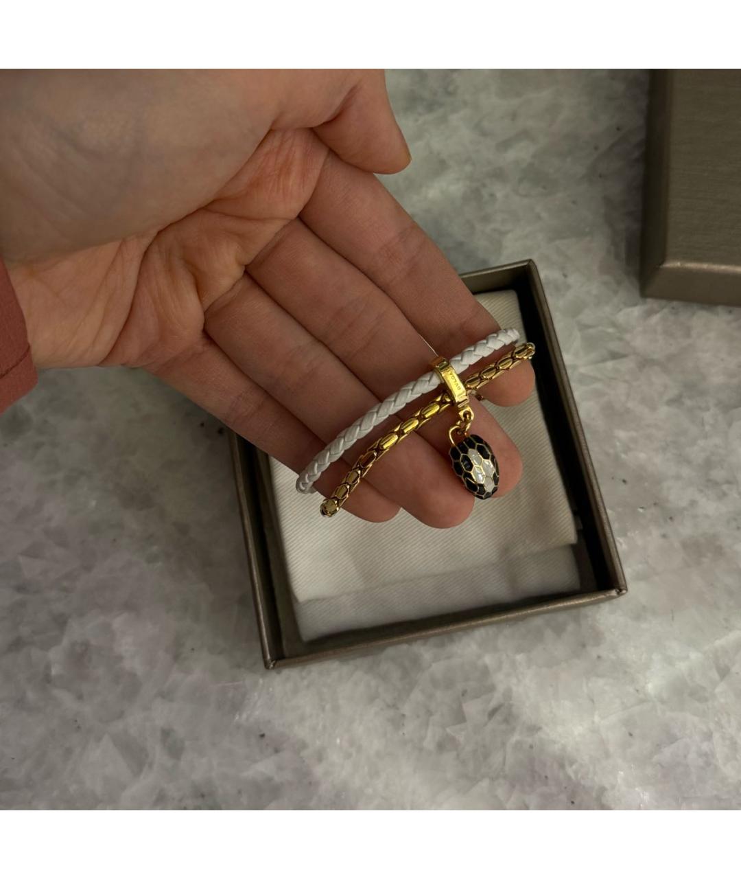 BVLGARI Белый кожаный браслет, фото 2