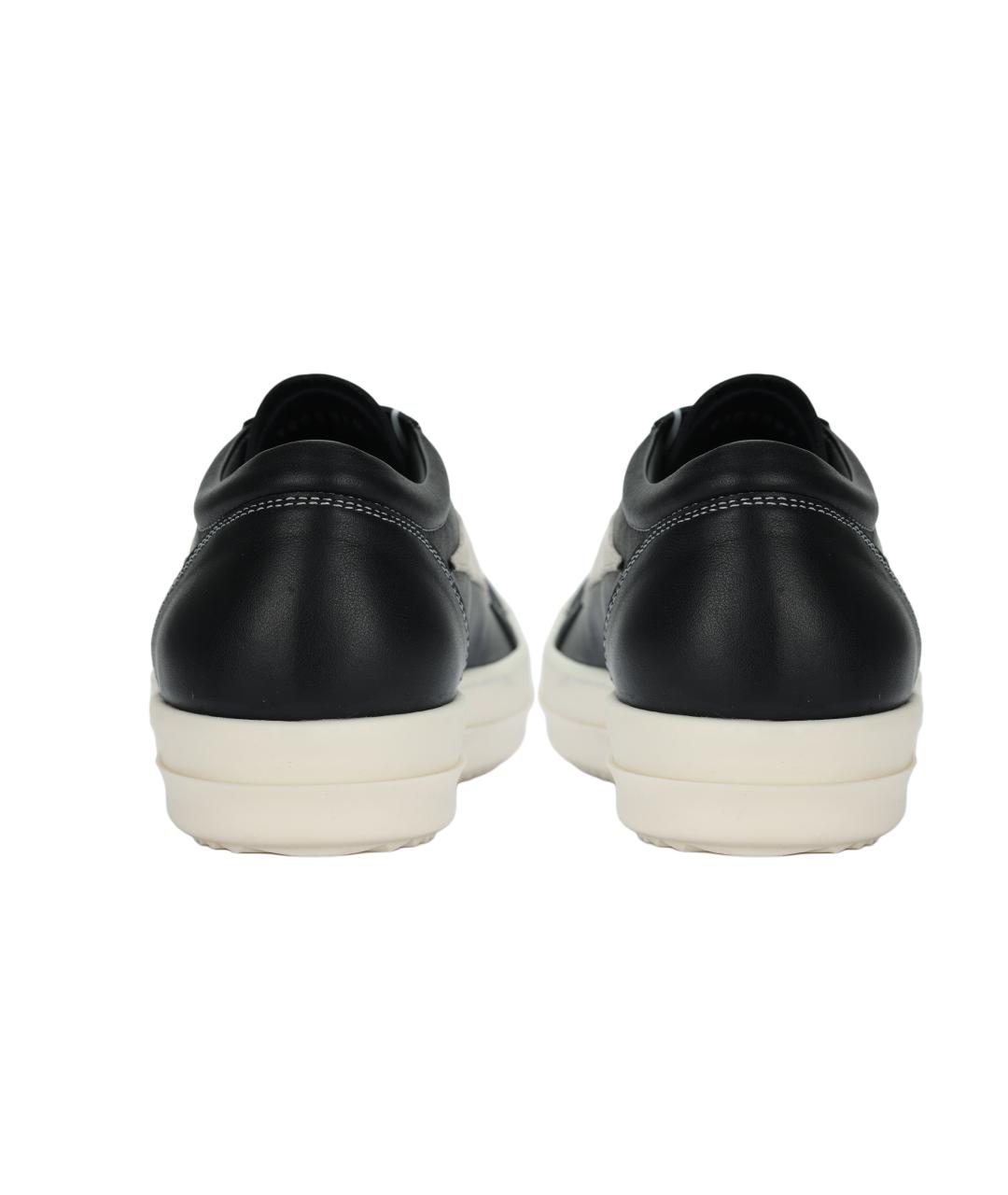 RICK OWENS Черные кожаные низкие кроссовки / кеды, фото 4