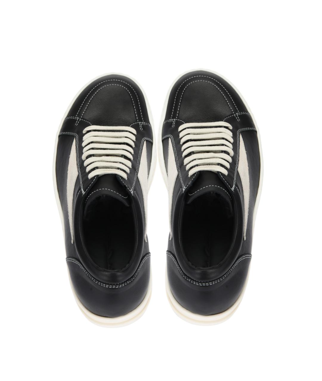 RICK OWENS Черные кожаные низкие кроссовки / кеды, фото 3