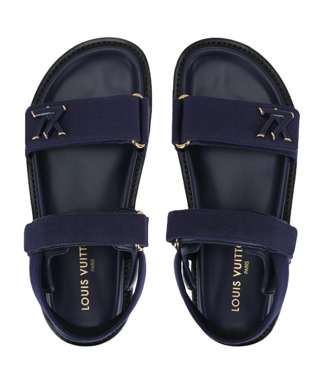 LOUIS VUITTON Синие кожаные сандалии, фото 3