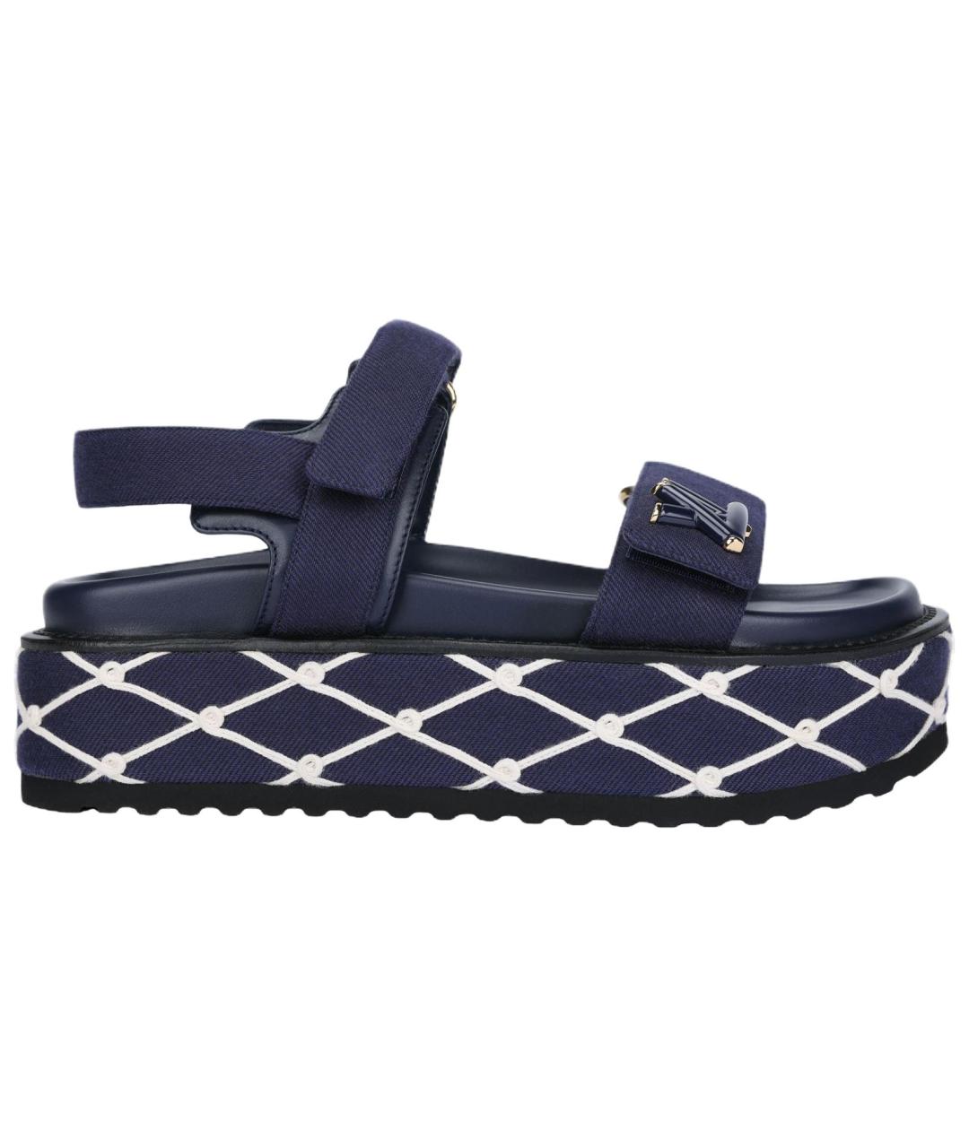 LOUIS VUITTON Синие кожаные сандалии, фото 1