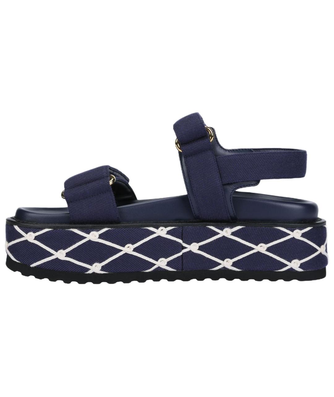 LOUIS VUITTON Синие кожаные сандалии, фото 2