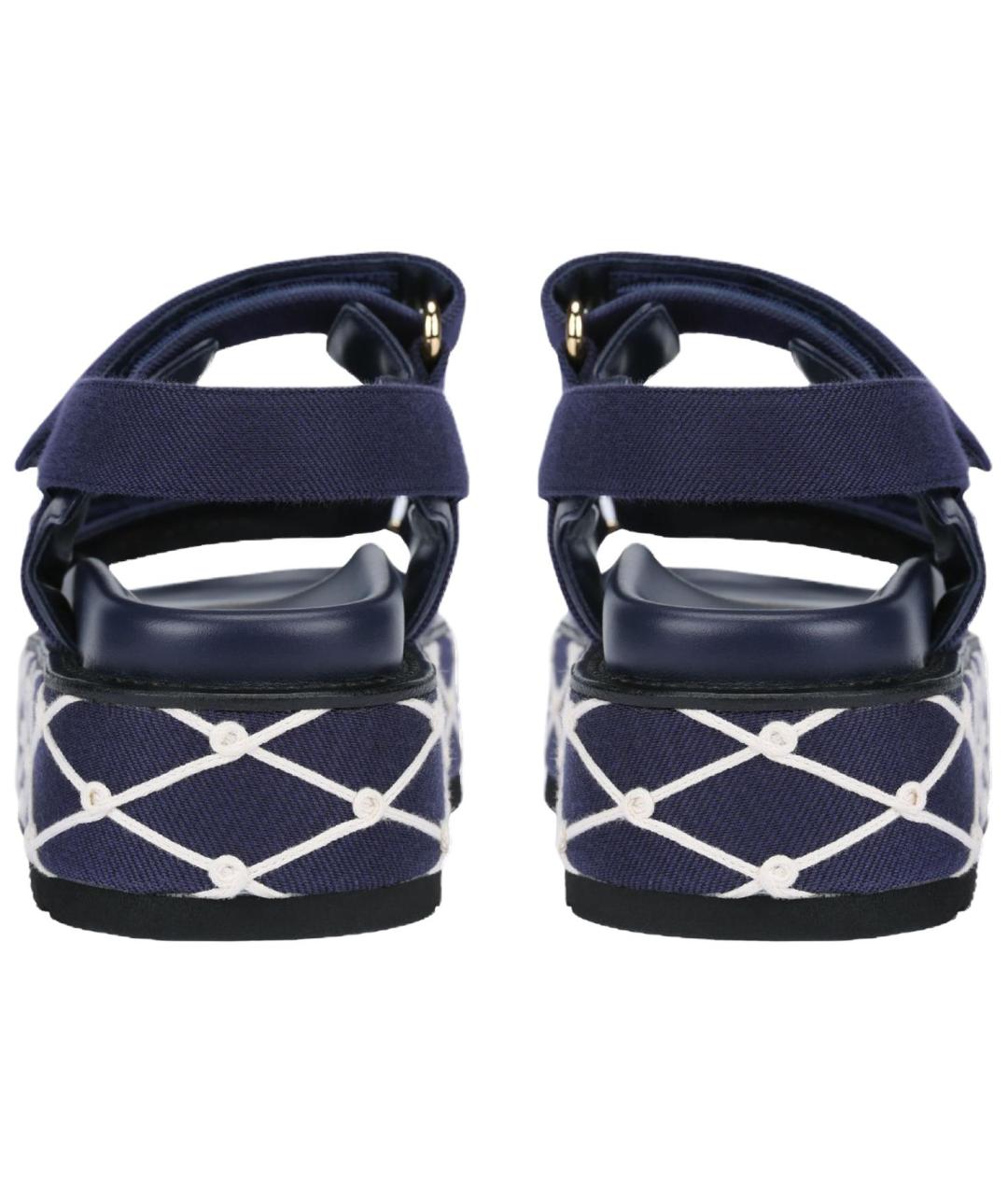 LOUIS VUITTON Синие кожаные сандалии, фото 4