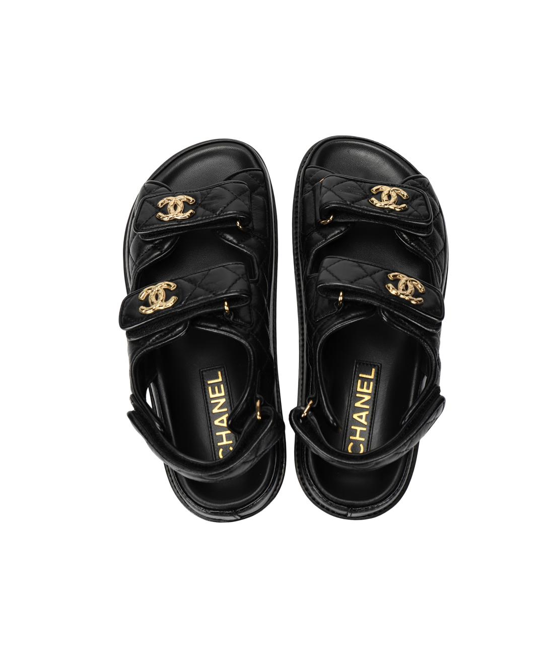 CHANEL Черные кожаные сандалии, фото 3