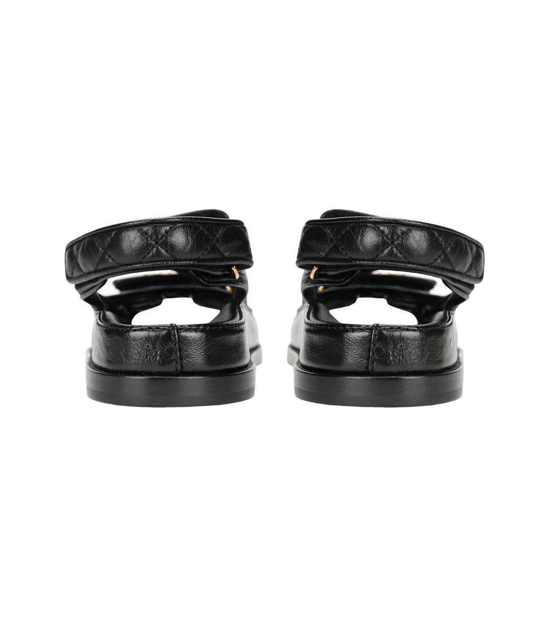 CHANEL Черные кожаные сандалии, фото 4