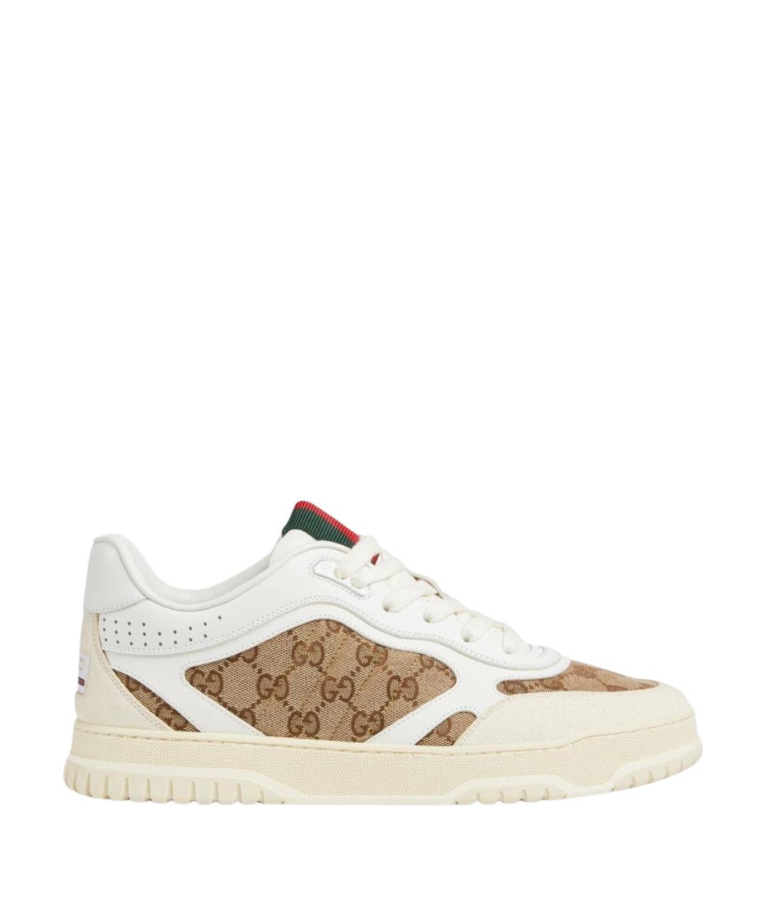 GUCCI Бежевые кожаные низкие кроссовки / кеды, фото 1