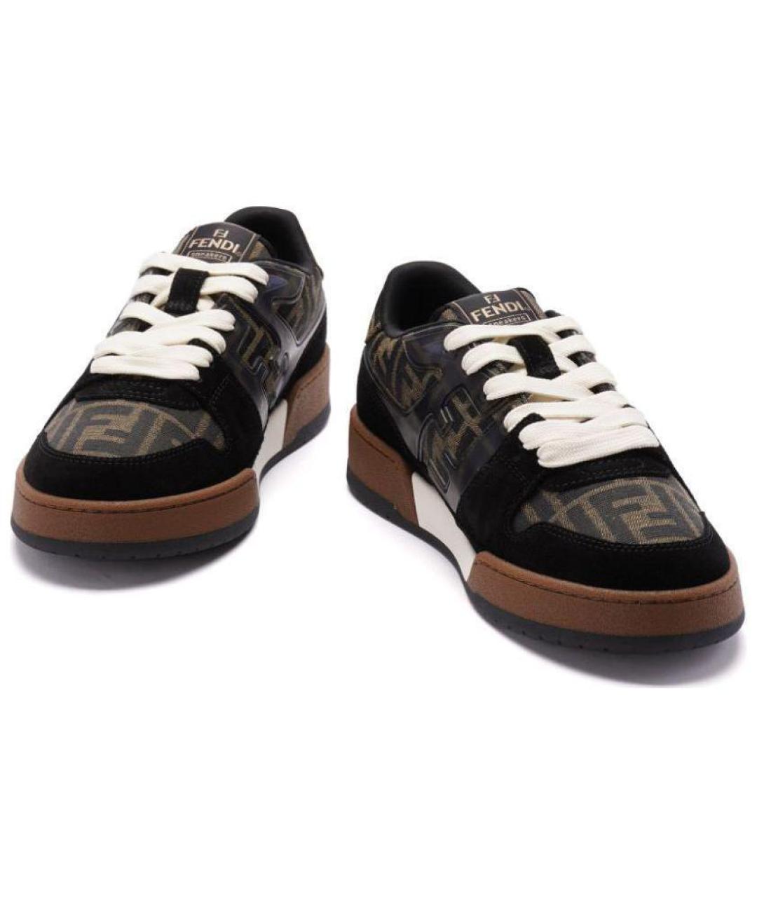 FENDI Коричневые текстильные низкие кроссовки / кеды, фото 3