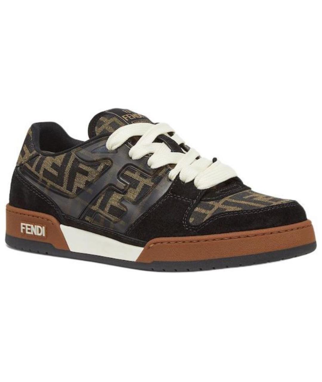 FENDI Коричневые текстильные низкие кроссовки / кеды, фото 2