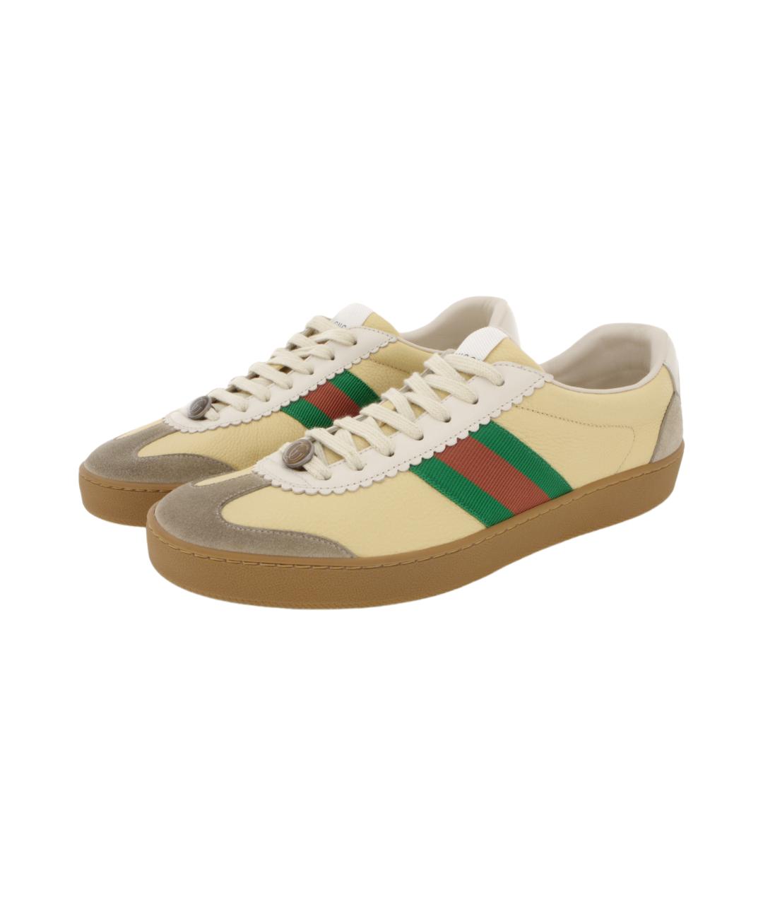 GUCCI Бежевые кожаные кеды, фото 3