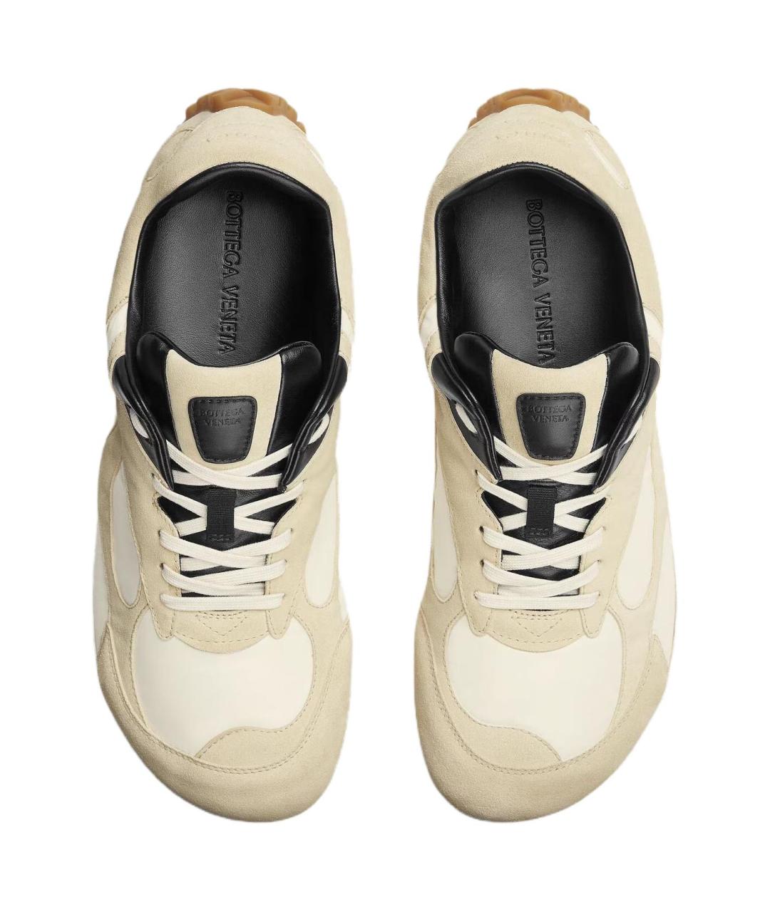 BOTTEGA VENETA Бежевые кожаные низкие кроссовки / кеды, фото 4
