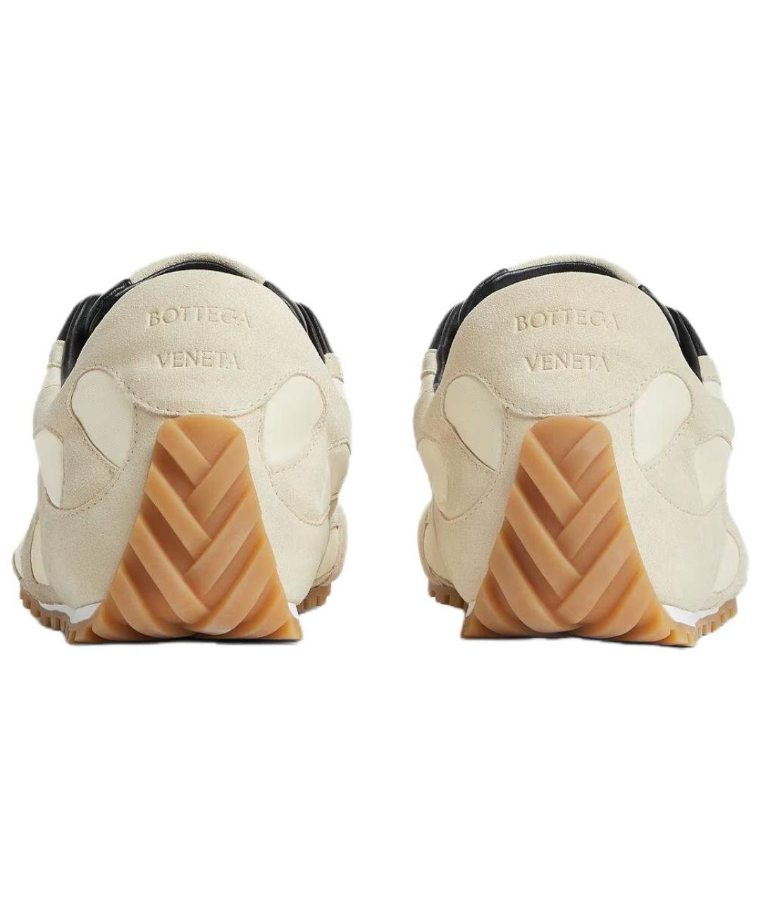 BOTTEGA VENETA Бежевые кожаные низкие кроссовки / кеды, фото 5