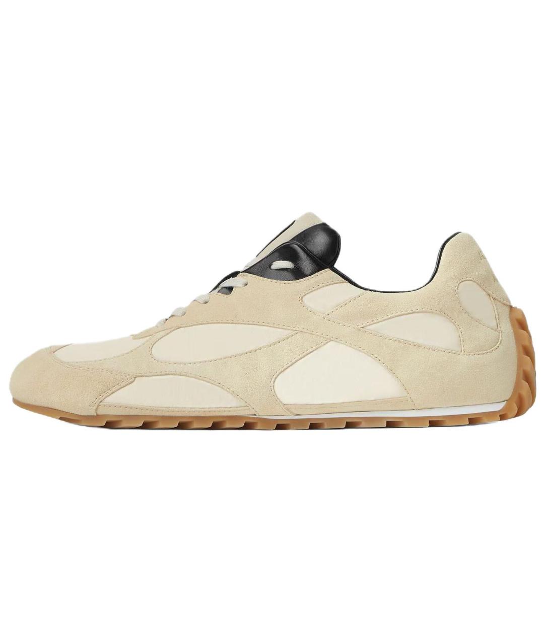 BOTTEGA VENETA Бежевые кожаные низкие кроссовки / кеды, фото 2