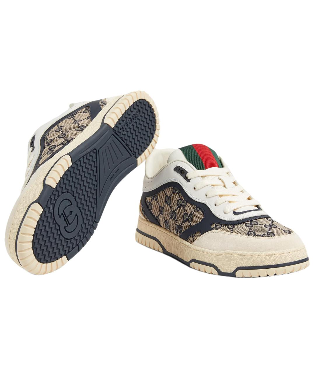 GUCCI Синие кожаные низкие кроссовки / кеды, фото 6