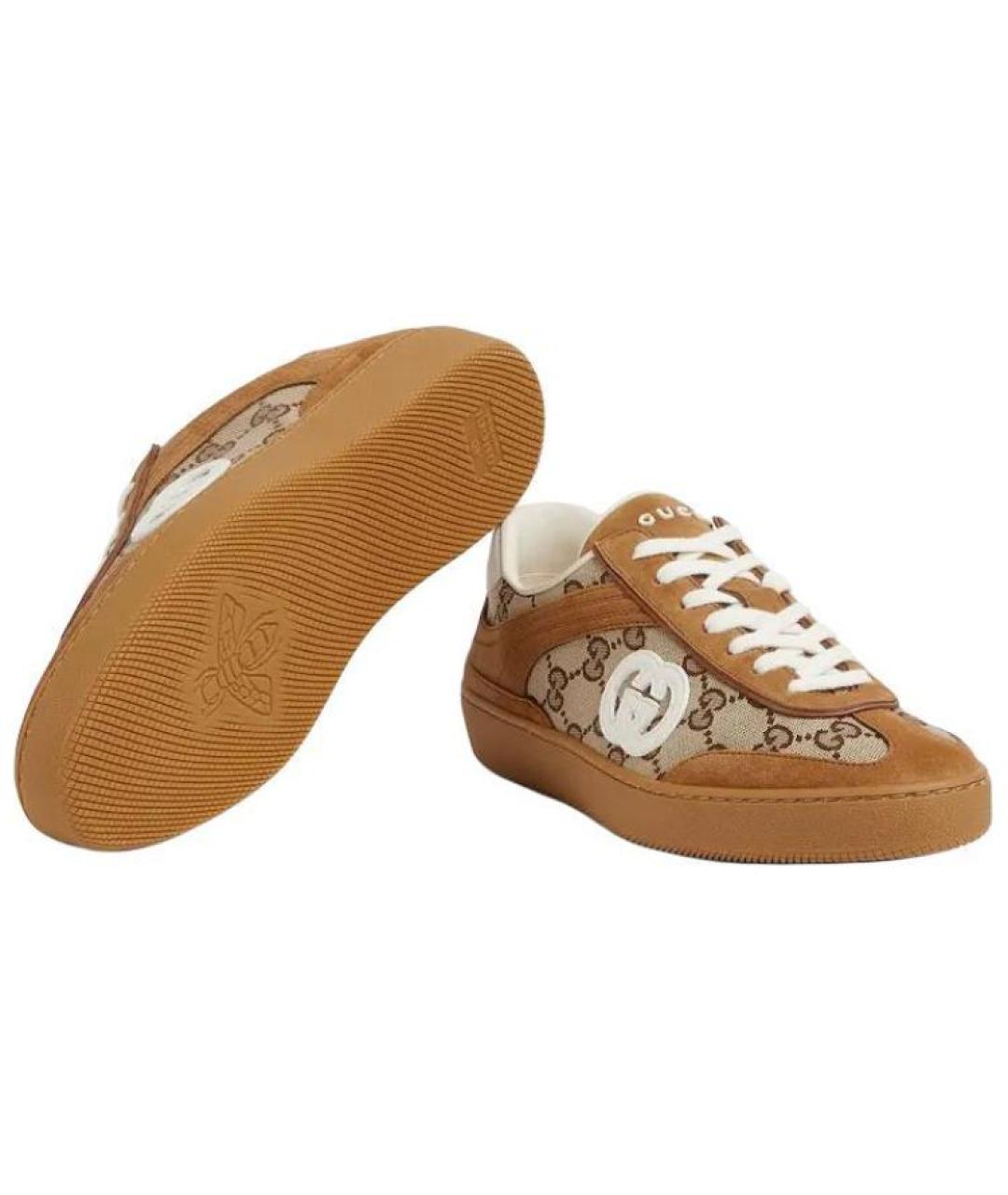 GUCCI Коричневые кожаные кроссовки, фото 6