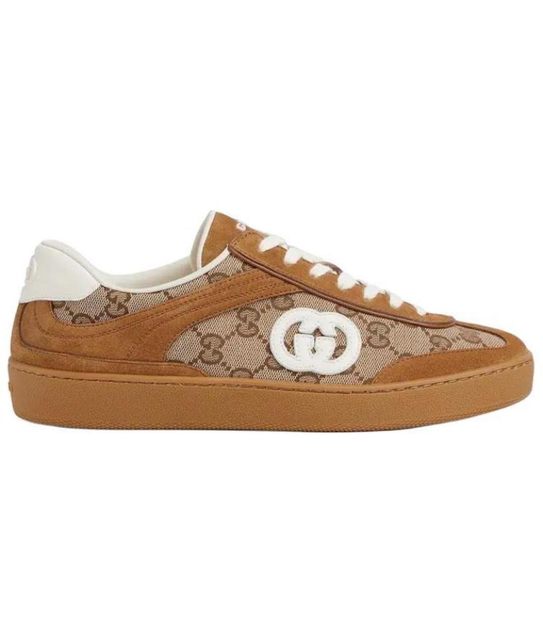 GUCCI Коричневые кожаные кроссовки, фото 1